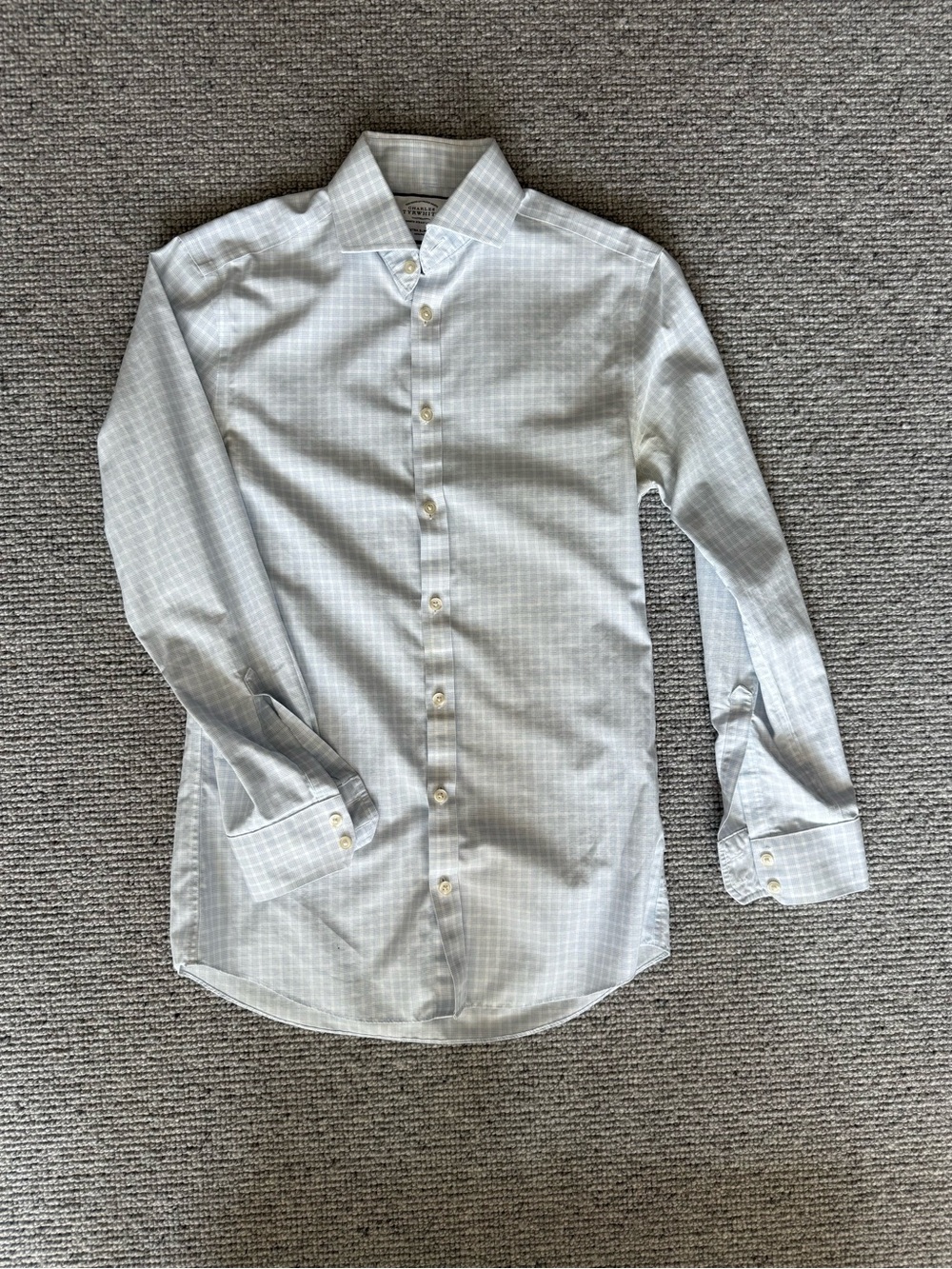 Charles Tyrwhitt Men's Extra Slim Fit Non-Iron Check Dress Shirt Button Down